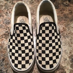 Checkers vans slip ons